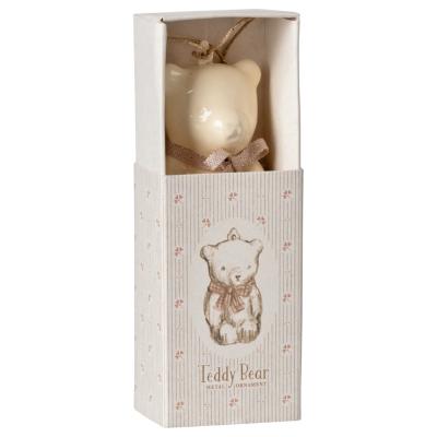 Maileg Metallornament Teddybär weiß/rose