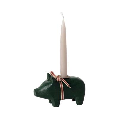 Maileg Holzschwein für eine Christbaumkerze - dunkelgrün