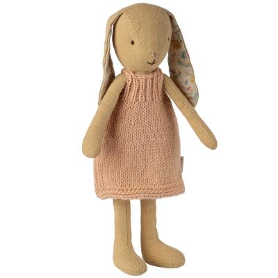 Maileg #1 BUNNY  cremegelb im rosa Strickklleid