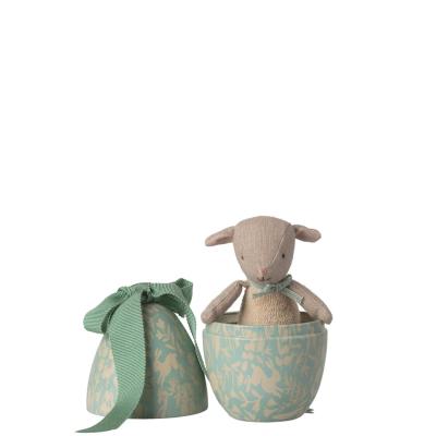 Maileg Osterei aus Metall mit Lamm - dusty minze