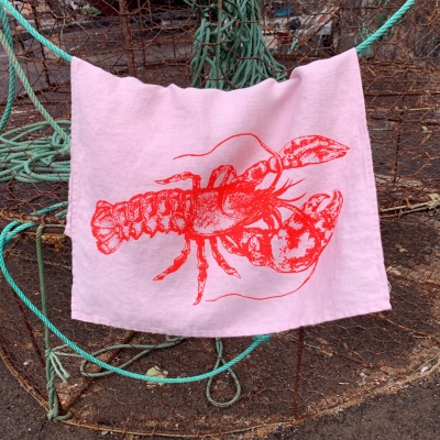 Frohstoff Geschirrhandtuch Leinen rosa Hummer