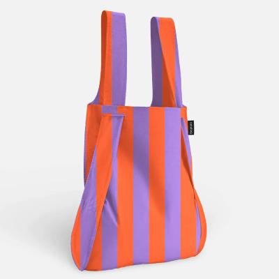 Notabag Einkaufstasche und Rucksack - red-purple stripes
