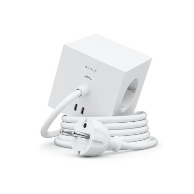 AVOLT Square 1 3er-Steckdose mit zwei USB-C Anschlüssen - Martinelli Luce opal weiss