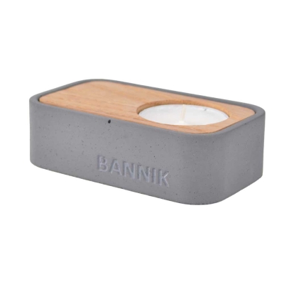 Preview: Bannik Design Teelichthalter Beton dunkelgrau