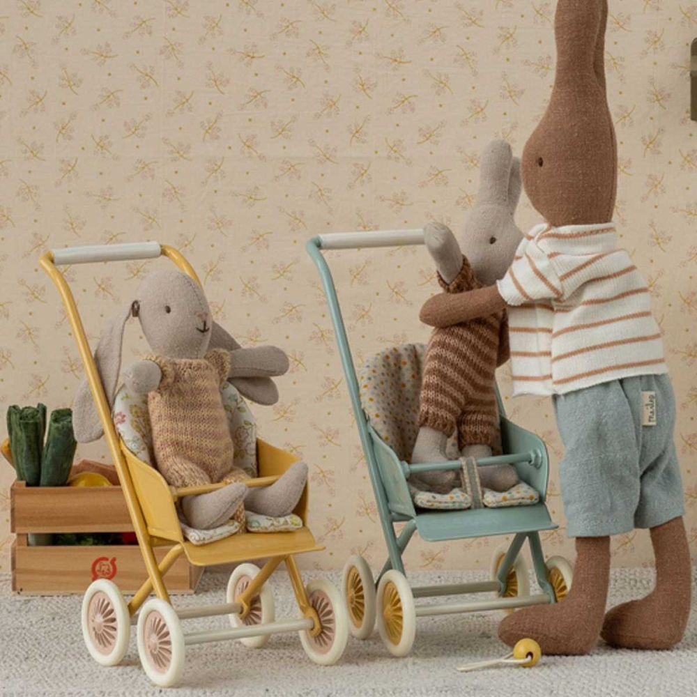 Maileg Kinderwagen Mikro gelb