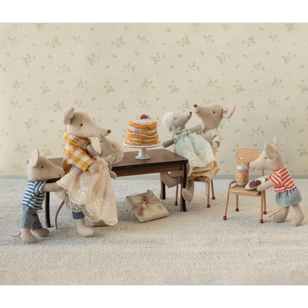 Maileg Partykuchen und Kuchenplatte Maus off white