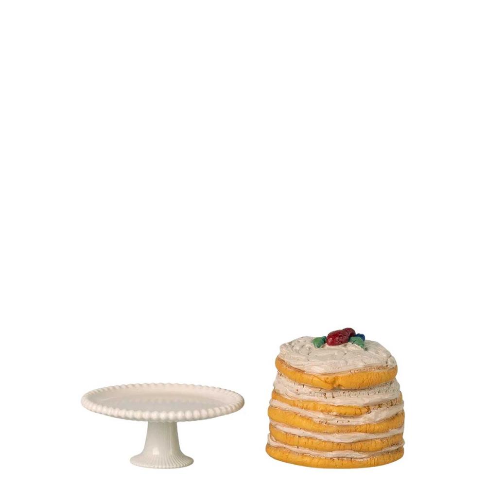 Maileg Partykuchen und Kuchenplatte Maus off white