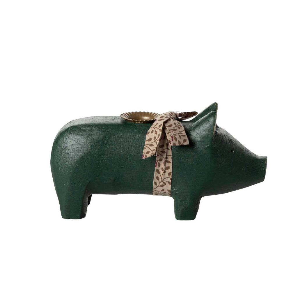 Maileg Kerzenschwein für eine Stabkerze medium dunkelgrün