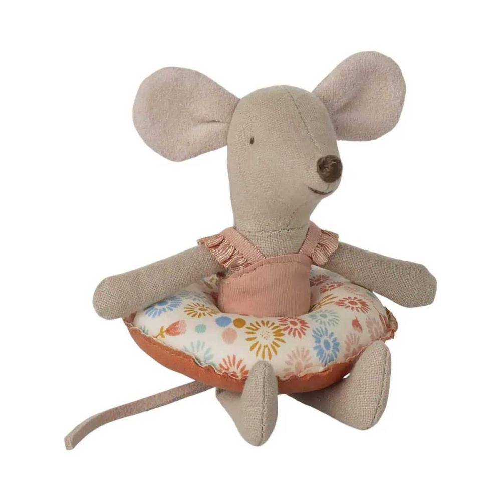 Maileg STRANDMAUS kleine Schwester mit Schwimmring Blume
