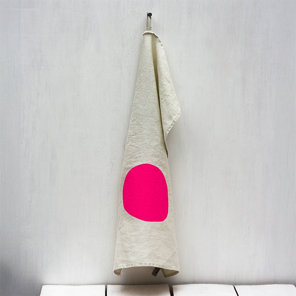 Frohstoff Leinen Geschirrtuch DOTTY | pine - neonpink