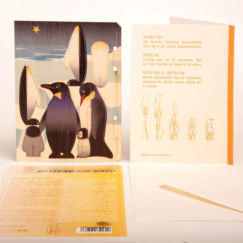 Formes 3D Grusskarte Pinguin