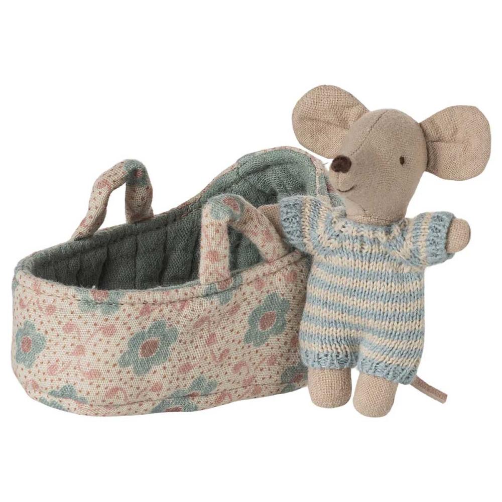 Maileg Babymaus in Tragetasche blau