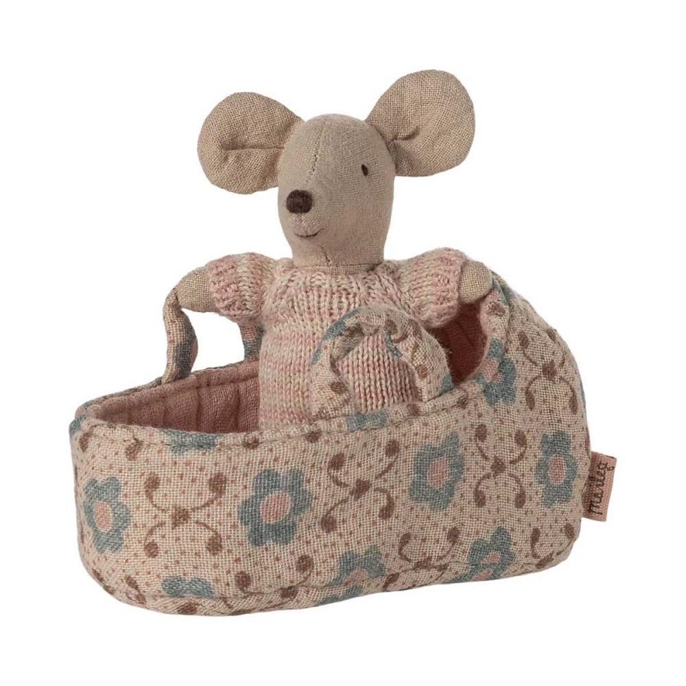 Maileg Babymaus in Tragetasche rose