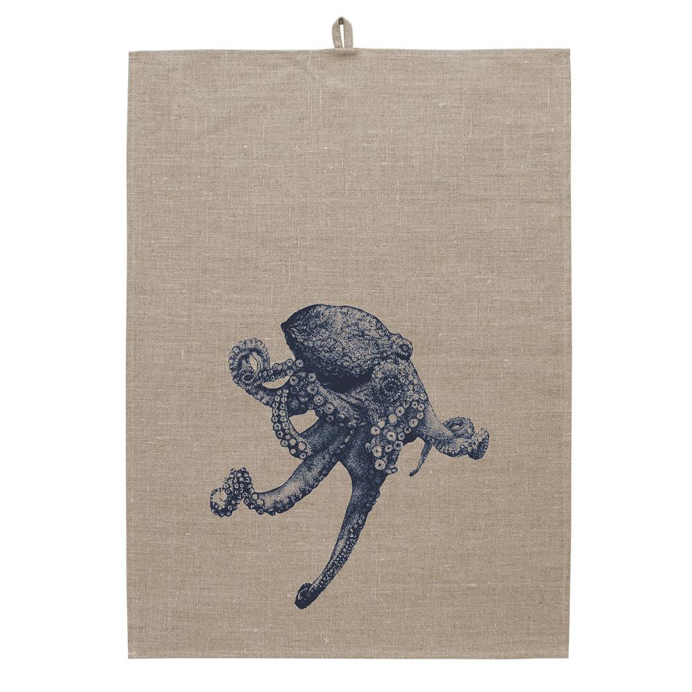 Frohstoff Geschirrhandtuch Leinen Oktopus denim