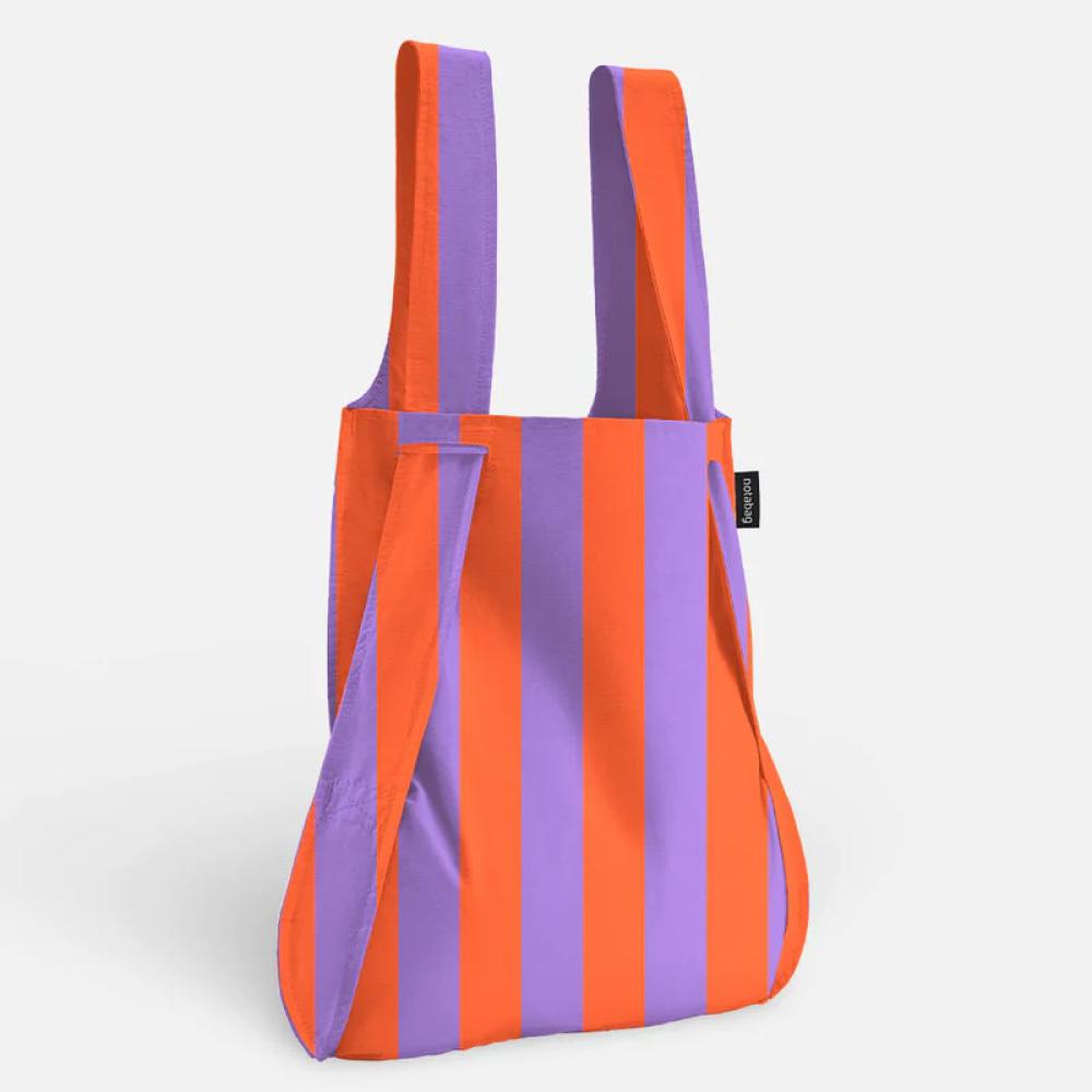 Notabag Einkaufstasche und Rucksack - red-purple stripes