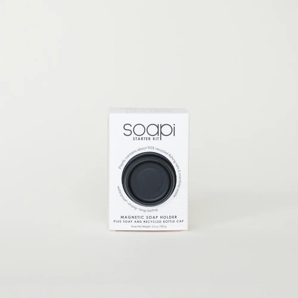 Soapi der magnetische Seifenhalter Starterkit mit Seife - schwarz