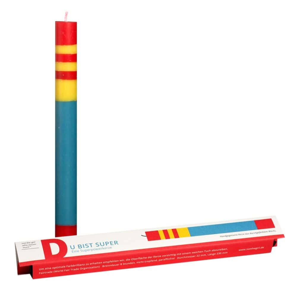 Kerze Du bist Super mit Karton