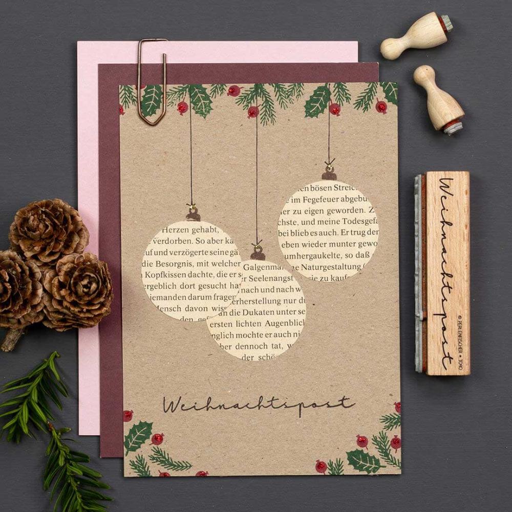 Perlenfischer Text-Stempel: WEIHNACHTSPOST