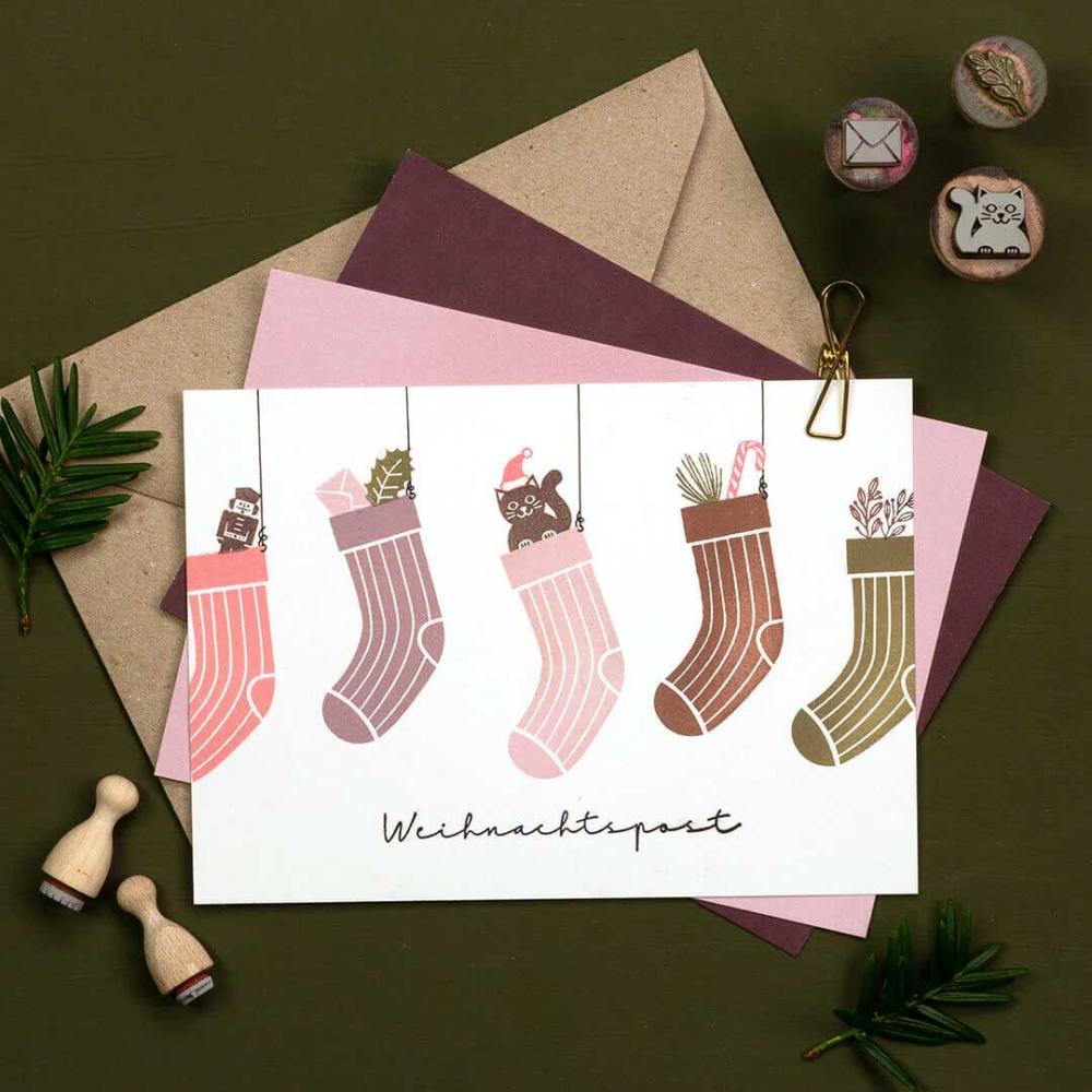 Perlenfischer Text-Stempel: WEIHNACHTSPOST
